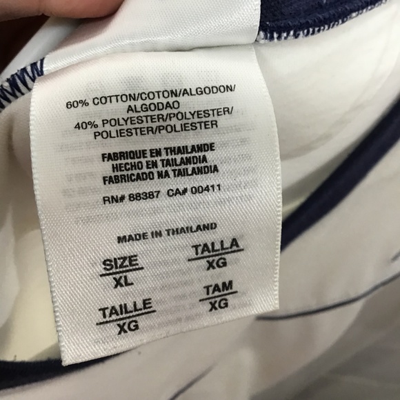 Adidas Vintage White Navy 3 Stripe Athletic Tee - Picture 6 of 6